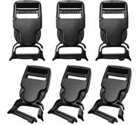 LUORNG 6PCS Detachable Webbing Adjustment Buckle Quick Side Release Buckles Plastic Tactical Backpack Strap Fixing Clips ID 25mm/1inch Self Locking Buckle Design for Pet Leashes Black