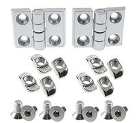 LUORNG Hinge, 2pcs Aluminum Profile Hinge Kit with M6 Screws, T-Nuts for 3030 Slot Aluminum Profile Extrusion Frame