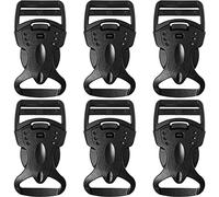 LUORNG No Sewing Required Buckle 6PCS 28mm Multi-Size Black Plastic Non-Slip Quick Release Buckles with Safety Switch Button Repair Kit for Backpack Bag, Adjustable Release Buckles, Black