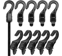 LUORNG Shock Cord End Hooks 10PCS Black Plastic Bungee Cord Terminal Hooks for Rope with a Diameter of up to 6mm, Bungee Shock Cord Hook