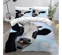 LUORU Double Duvet Cover Cows 200x200 cm 3D Printed Animal Cow Bedding Set with Zipper Closure Ultra Soft Microfiber Kids Boys Girls Teens Comforter Quilt Cover with 2 Pillowcase 50x75
