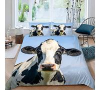 LUORU Double Duvet Cover Cows 200x200 cm 3D Printed Farm Animals Cattle Bedding Set with Zipper Closure Ultra Soft Microfiber Kids Boys Girls Teens Comforter Quilt Cover with 2 Pillowcase 50x75