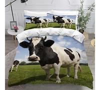 LUORU Double Duvet Cover Cows 200x200 cm 3D Printed farm Cattle Bedding Set with Zipper Closure Ultra Soft Microfiber Kids Boys Girls Teens Comforter Quilt Cover with 2 Pillowcase 50x75