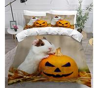 LUORU Double Duvet Cover Guinea Pig 200x200 cm 3D Printed Autumn Halloween Bedding Set with Zipper Closure Ultra Soft Microfiber Kids Boys Girls Teens Comforter Quilt Cover with 2 Pillowcase 50x75