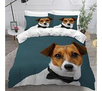 LUORU Double Duvet Cover Jack Russell Terrier 200x200 cm 3D Animal Dog Bedding Set with Zipper Closure Ultra Soft Microfiber Kids Boys Girls Teens Comforter Quilt Cover with 2 Pillowcase 50x75