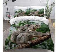 LUORU Double Duvet Cover Koala 200x200 3D Printed Animal Cute Bedding Set with Zipper Closure Ultra Soft Microfiber Kids Boys Girls Teens Comforter Quilt Cover with 2 Pillowcase 50x75