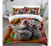 LUORU Double Duvet Cover Koala 200x200 3D Printed Animal Cute Bedding Set with Zipper Closure Ultra Soft Microfiber Kids Boys Girls Teens Comforter Quilt Cover with 2 Pillowcase 50x75