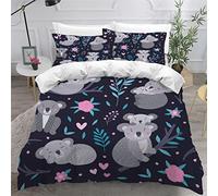 LUORU Double Duvet Cover Koala 200x200 3D Printed Animals Cute Cartoon Bedding Set with Zipper Closure Ultra Soft Microfiber Kids Boys Girls Teens Comforter Quilt Cover with 2 Pillowcase 50x75