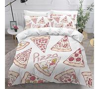 LUORU Double Duvet Cover Pizza 200x200 3D Printed Food Cartoon Cute Bedding Set with Zipper Closure Ultra Soft Microfiber Kids Boys Girls Teens Comforter Quilt Cover with 2 Pillowcase 50x75