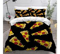 LUORU Double Duvet Cover Pizza 200x200 3D Printed Food Cartoon Cute Bedding Set with Zipper Closure Ultra Soft Microfiber Kids Boys Girls Teens Comforter Quilt Cover with 2 Pillowcase 50x75