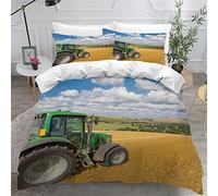 LUORU Double Duvet Cover Set Tractor Bedding Set Specialized Machinery Comforter Cover Heavy Machinery Cars Bedding Set Teenage Boys Quilt Cover Zipper, Pillow Cases Set of 2 With Envelope Closure