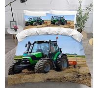 LUORU Kids Bedding Single Boys Girls Bed Set White Red Blue GreenTractor Duvet Cover Combine Retro Harvester Bedding Set Wheat Field Harvester, Small Double Duvet Cover Set Retro Car Bedding