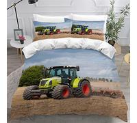 LUORU Kids Bedding Single Boys Girls Bed Set White Red Blue GreenTractor Duvet Cover Combine Retro Harvester Bedding Set Wheat Field Harvester, Small Double Duvet Cover Set Retro Car Bedding