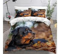 LUORU Kids Single Duvet Cover Set Single Bedding Kids Teenage Single Bed Duvet Cover Set Boys Girls Rottweiler animal dog Bedding Anti-Allergic Duvet Cover with Zipper Closure
