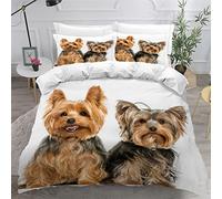LUORU Kids Single Duvet Cover Set Single Bedding Kids Teenage Single Bed Duvet Cover Set Boys Girls Yorkshire terrier Bedding Anti-Allergic Duvet Cover with Zipper Closure
