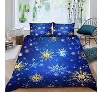 LUORU King Duvet Cover Christmas 220x230 cm 3D Print Geometry Snowflakes Bedding Set with Zipper Closure Ultra Soft Microfiber Kids Boys Girls Teens Comforter Quilt Cover with 2 Pillowcase 50x75