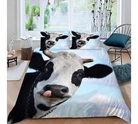 LUORU King Duvet Cover Cows 220x230 cm 3D Printed Farm Animals Cattle Bedding Set with Zipper Closure Ultra Soft Microfiber Kids Boys Girls Teens Comforter Quilt Cover with 2 Pillowcase 50x75