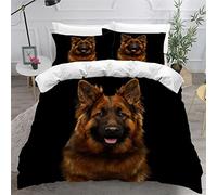 LUORU King Duvet Cover German Shepherd 220x230 cm 3D Printed Animal Dog Bedding Set with Zipper Closure Ultra Soft Microfiber Kids Boys Girls Teens Comforter Quilt Cover with 2 Pillowcase 50x75