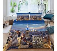 LUORU King Duvet Cover New York 220x230 cm 3D Print Modern City View Bedding Set with Zipper Closure Ultra Soft Microfiber Kids Boys Girls Teens Comforter Quilt Cover with 2 Pillowcase 50x75