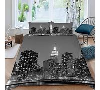 LUORU King Duvet Cover New York 220x230 cm 3D Print Modern City View Bedding Set with Zipper Closure Ultra Soft Microfiber Kids Boys Girls Teens Comforter Quilt Cover with 2 Pillowcase 50x75