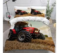 LUORU King Size Farm Tractor Duvet Cover Set - Modern Tractor 3 Piece Combine Harvester Bedding Set with 2 Pillow Cases