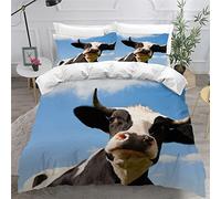 LUORU Single Duvet Cover Cows 135x200 cm 3D Printed farm Cattle Bedding Set with Zipper Closure Ultra Soft Microfiber Kids Boys Girls Teens Comforter Quilt Cover with 2 Pillowcase 50x75