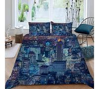 LUORU Single Duvet Cover New York 135x200 cm 3D Print Modern City View Bedding Set with Zipper Closure Ultra Soft Microfiber Kids Boys Girls Teens Comforter Quilt Cover with 2 Pillowcase 50x75