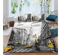 LUORU Single Duvet Cover New York 135x200 cm 3D Print Modern City View Bedding Set with Zipper Closure Ultra Soft Microfiber Kids Boys Girls Teens Comforter Quilt Cover with 2 Pillowcase 50x75