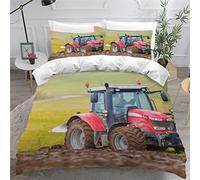 LUORU Single Duvet Cover Set Tractor Bedding Set Specialized Machinery Comforter Cover Heavy Machinery Cars Bedding Set Kids Quilt Cover Zipper, Pillow Cases Set of 2 With Envelope Closure