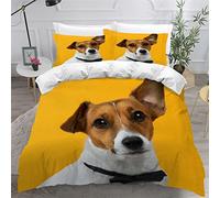 LUORU Super King Duvet Cover Jack Russell Terrier 220x260 cm 3D Printed Funny Dog Bedding Set with Zipper Closure Ultra Soft Microfiber Kids Boys Girls Teens Comforter Cover with 2 Pillowcase 50x75