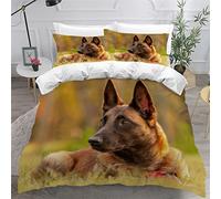 LUORU Super King Size Duvet Cover Sets Belgian Shepherd Dog Brown Dog Bedding Sets Super King Size Quilt Cover 3 Pieces with Pillow Case Personalised Comfortable