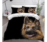 LUORU Super King Size Duvet Cover Sets German Shepherd Dog Black Bedding Sets Super King Size Quilt Cover 3 Pieces with Pillow Case Personalised Comfortable Duvet Cover Dog