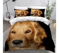 LUORU Super King Size Duvet Cover Sets Golden Hound Pet Dog Bedding Sets Super King Size Quilt Cover 3 Pieces with Pillow Case Personalised Comfortable Duvet Cover Dog