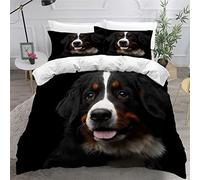 LUORU Teens Double Duvet Covers Set 3D Printed Childrens and Adults Double Bedding Duvet Set Berne Coyote black Hypoallergenic Fluffy Bedding Set for Small Double 200x200 cm