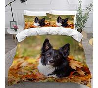 LUORU Teens Double Duvet Covers Set 3D Printed Childrens and Adults Double Bedding Duvet Set Border collie black and white dog Hypoallergenic Fluffy Bedding Set for Small Double 200x200 cm