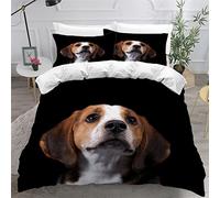 LUORU Teens Double Duvet Covers Set 3D Printed Childrens and Adults Double Bedding Duvet Set Raccoon hound animal dog Hypoallergenic Fluffy Bedding Set for Small Double 200x200 cm