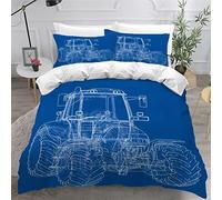 LUORU Tractor Bedding Set Wheat Field Harvester,Farm Machine Teenage Boy Duvet Cover and Fluffy Pillow Cases 2 Pack, Teenager's Room Duvet Cover Set Double Retro Car Bedding