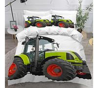 LUORU Tractor Bedding Set Wheat Field Harvester,Farm Machine Teenage Boy Duvet Cover and Fluffy Pillow Cases 2 Pack, Teenager's Room Duvet Cover Set Double Retro Car Bedding