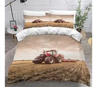 LUORU Tractor Duvet Cover Set Single,Farm Tractor Quilt Cover Modern Tractor 3 Piece Combine Harvester Bedding Set with 2 Pillow Cases Teenage Boy Kids Single Duvet Cover Set Boys Girls Single