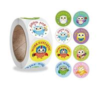 luosh 500Piece/Roll Cartoon Animal Owl School Teacher Motivate Students Reward Stickers
