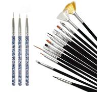 luoshaPUCY 18pcs Nail Art Brushes Set, 15pcs Nail Brushes 3pcs Nail Art Pens Acrylic Nail Brush Painting Drawing Line Tool for DIY and Nail Art Design