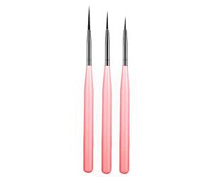 luoshaPUCY 3Pcs Nail Art Liner Brushes, Nail Liner Striping Brush Nail Brushes for Nail Art Fine Designs UV Gel Polish Painting Striper Brushes, Pink