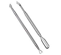 LuoshaPUCY Cuticle Pusher, 2 Pack Stainless Steel Nail Cuticle Cleaner Tool, Dual Head Nail Cuticle Remover, Manicure Pedicure Gel Polish Remover for Removing Dead Skin on Fingers