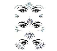 luoshaPUCY Face Gems Glitter, 3 Pcs Face Glitter Festival Face Stickers Set, Crystal Face Glitter Rhinestone Eyes Body Temporary Tattoo Face for Women Girls Festival Party