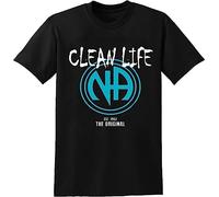 LUOTANGWI Clean Life Narcotics Anonymous NA Men Women Gift Top T-Shirts Cotton Tops Tees Black (X-Large)