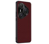 LUOTANL Business Case for HuaWei Pura 80 Ultra/80 Pro/80 Pro+/80, Carbon Fiber Texture Cover Metal Camera Protection Anti-Fingerprint Leather Cases,Red,80