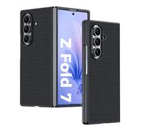 LUOTANL Business Case for Samsung Galaxy Z Fold 7, Carbon Fiber Texture Leather Case Light Shockproof Ultrathin Anti-Fingerprint Phone Cover,Black,Fold 7