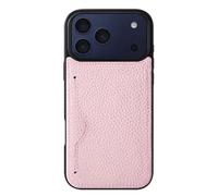LUOTANL Genuine Leather Case for iPhone 17 Pro Max/17 Pro/Air/17, Classic Business Case with Card Slot, Slim Protective Cover,Pink,17 Pro