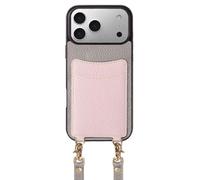 LUOTANL Genuine Leather Case for iPhone 17 Pro Max/17 Pro/Air/17, Long Shoulder Strap Card Slot Cover Drop Protection Light Luxury Shell,Pink,17 Pro Max