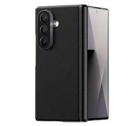 LUOTANL Genuine Leather Case for Samsung Galaxy Z Fold 7, Business Litchi Texture Hinge Wrap Cover Anti-Fall Protection Ultra Thin Shell,Black,Fold7